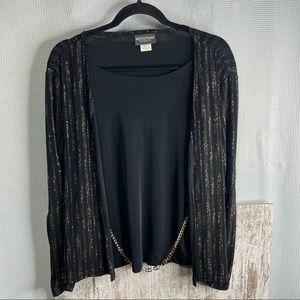 Notations Dressy Cardigan With Attached Tank with Detachable belt Size Small
